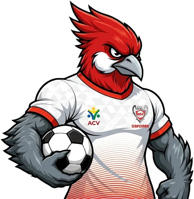 Mascote Cardeal com a camisa branca da ACF